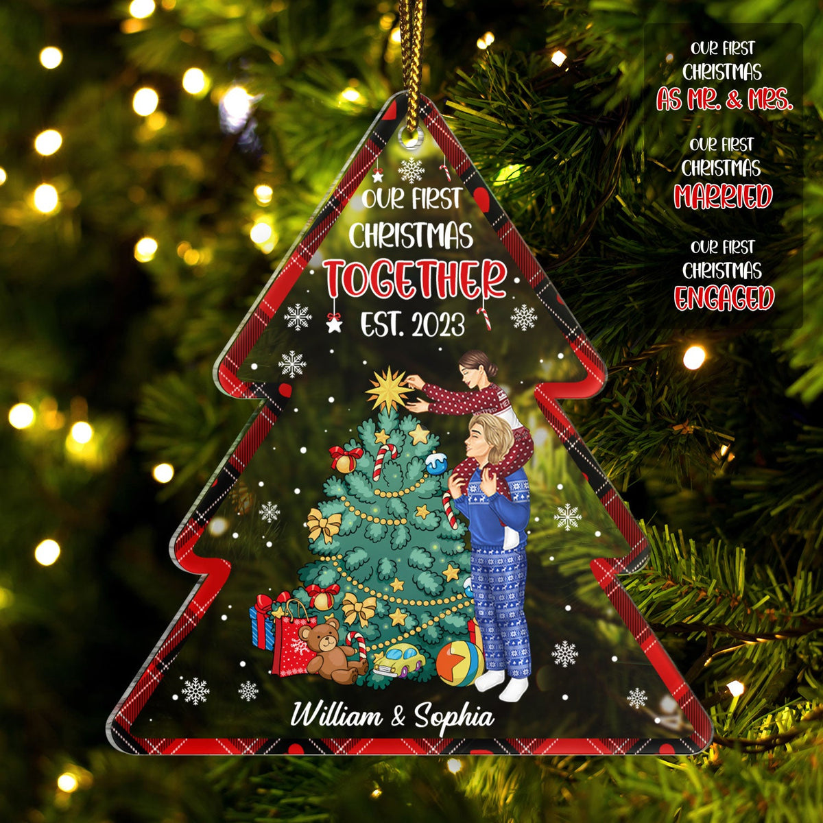 Our First Christmas Together Married - Gift For Couples - Personalized Custom Shaped Acrylic Ornament