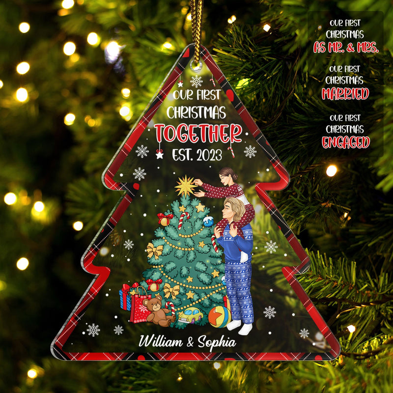 Our First Christmas Together Married - Gift For Couples - Personalized Custom Shaped Acrylic Ornament