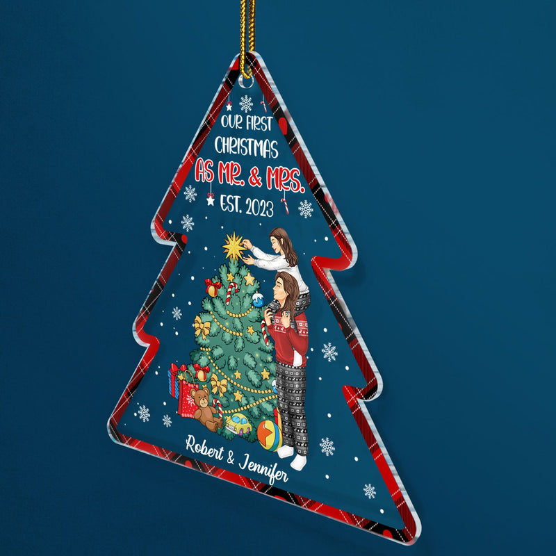 Our First Christmas Together Married - Gift For Couples - Personalized Custom Shaped Acrylic Ornament