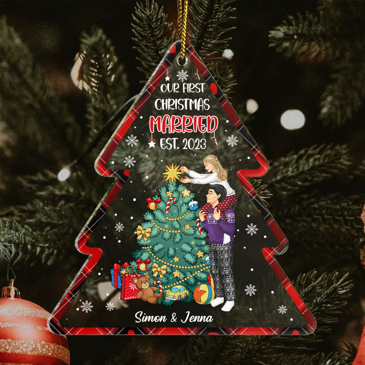 Our First Christmas Together Married - Gift For Couples - Personalized Custom Shaped Acrylic Ornament