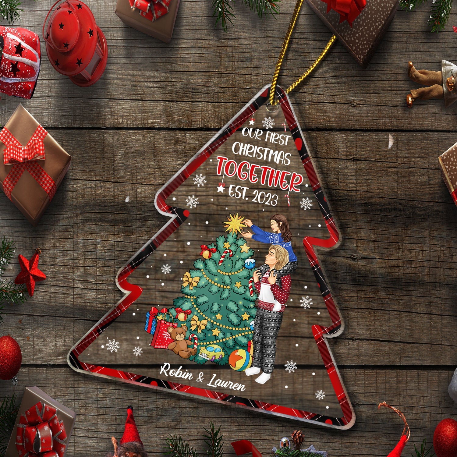 Our First Christmas Together Married - Gift For Couples - Personalized Custom Shaped Acrylic Ornament