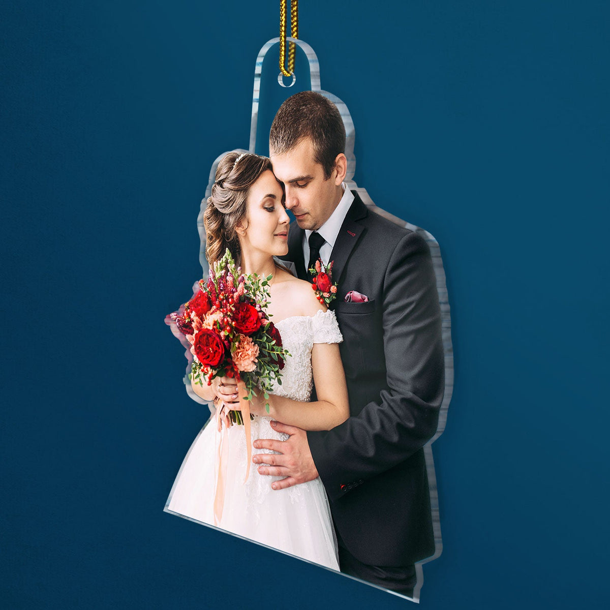 Custom Photo Our First Christmas Married - Gift For Couple, Bride, Groom, Engaged People - Personalized Acrylic Photo Ornament