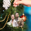 Custom Photo Our First Christmas Married - Gift For Couple, Bride, Groom, Engaged People - Personalized Acrylic Photo Ornament