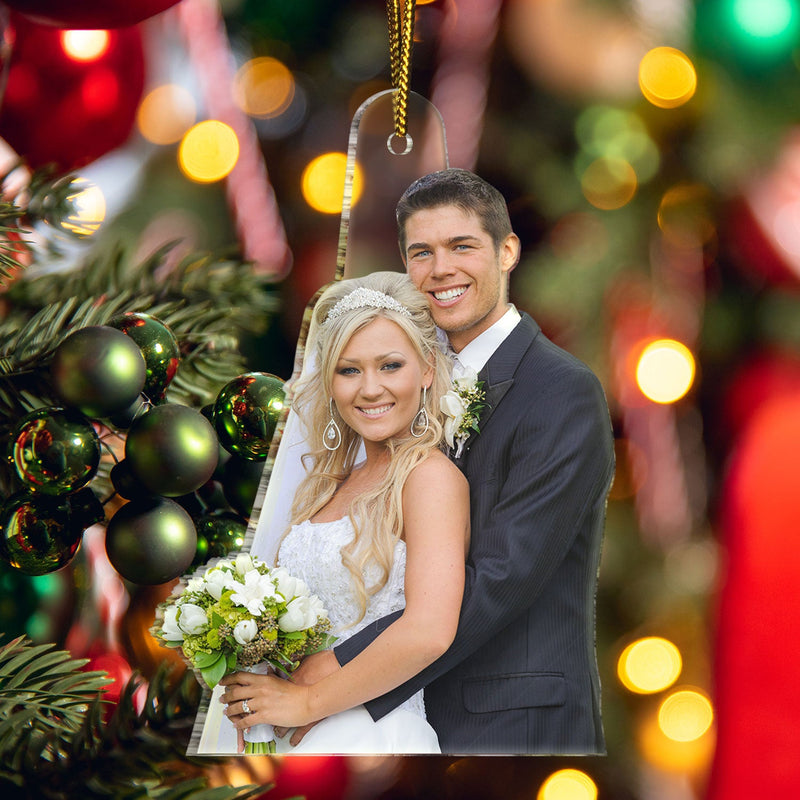Custom Photo Our First Christmas Married - Gift For Couple, Bride, Groom, Engaged People - Personalized Acrylic Photo Ornament