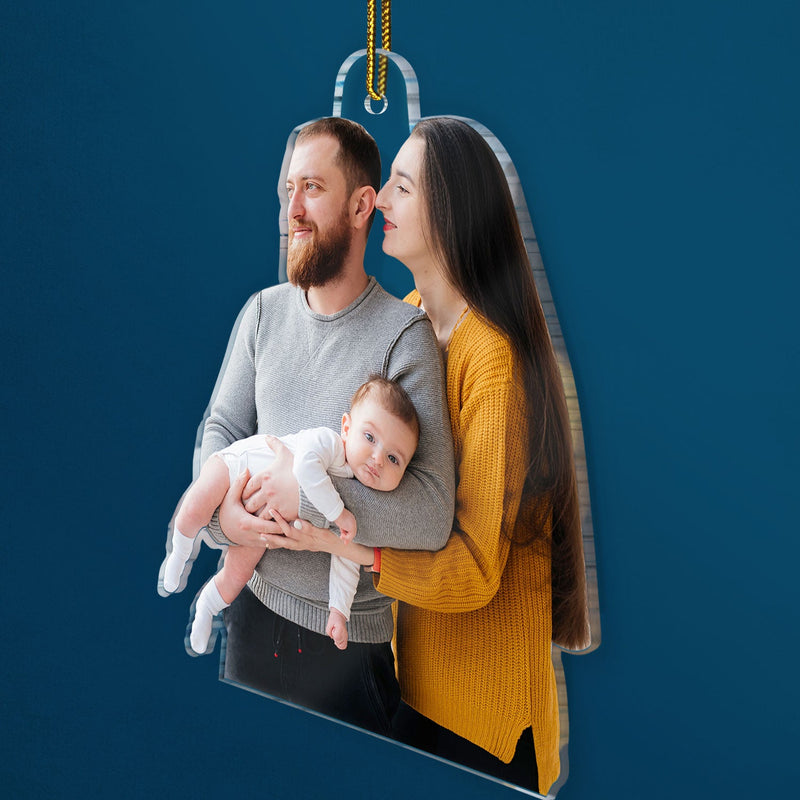 Custom Photo Baby's First Christmas Married - Gift For Family, New Parents - Personalized Acrylic Photo Ornament
