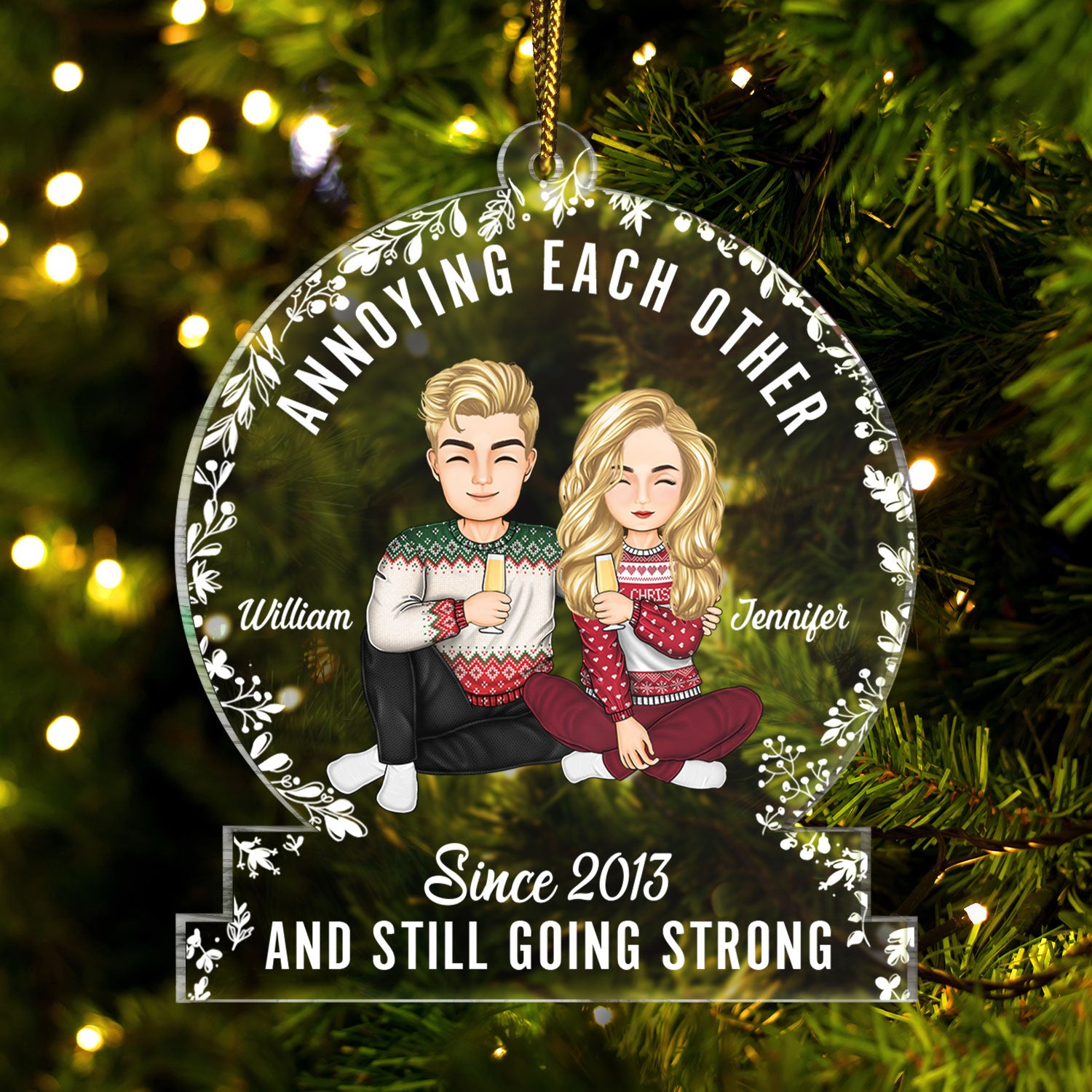 Annoying Each Other And Still Going Strong - Christmas Gift For Couple, Spouse, Husband, Wife - Personalized Custom Shaped Acrylic Ornament