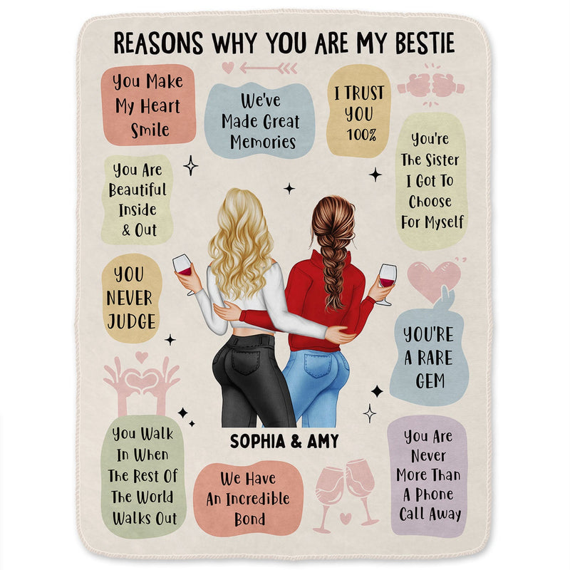 Reasons Why You Are My Bestie Version 2 - Holiday, Birthday, Loving Gift For Friends, Colleagues - Personalized Fleece Blanket