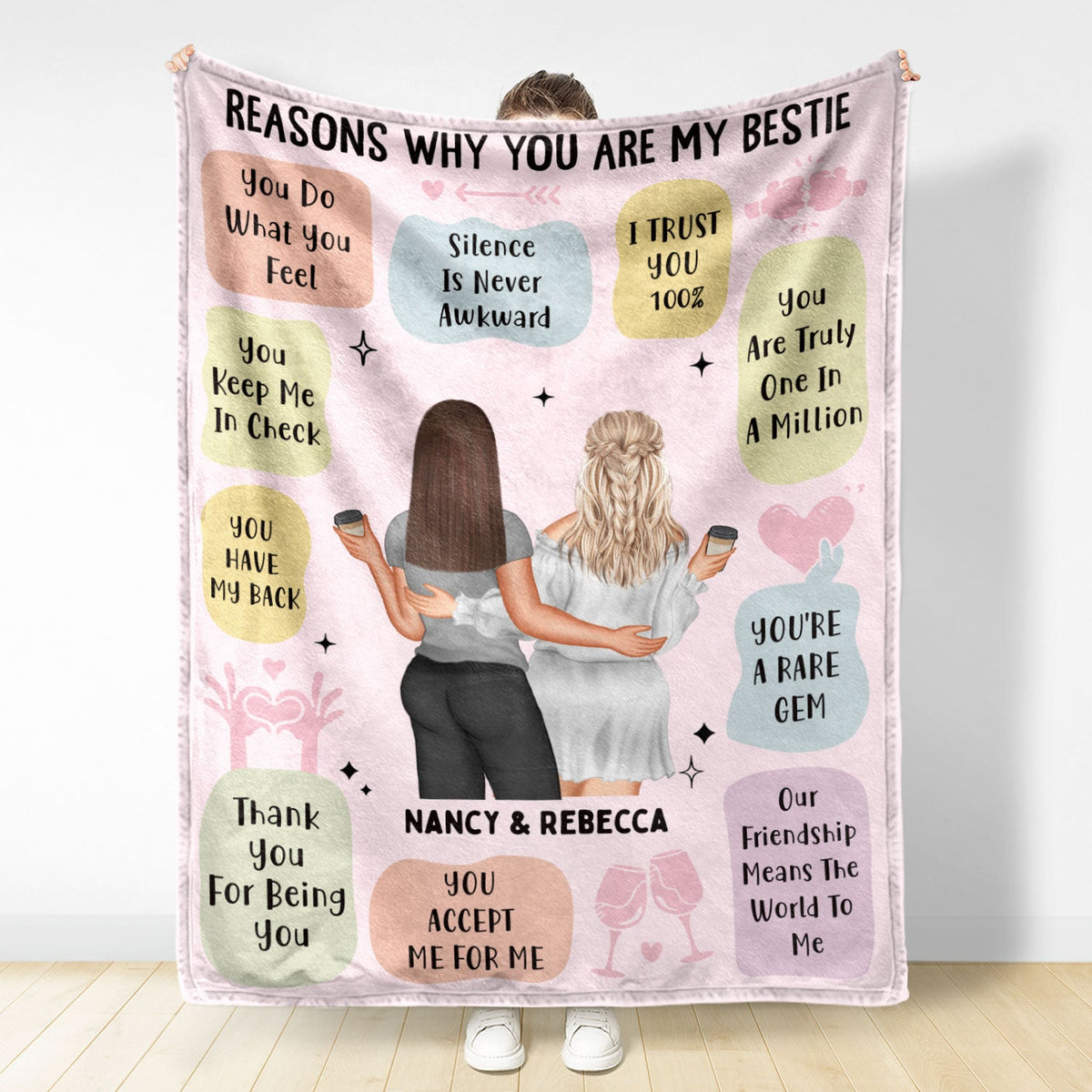 Reasons Why You Are My Bestie Version 2 - Holiday, Birthday, Loving Gift For Friends, Colleagues - Personalized Fleece Blanket
