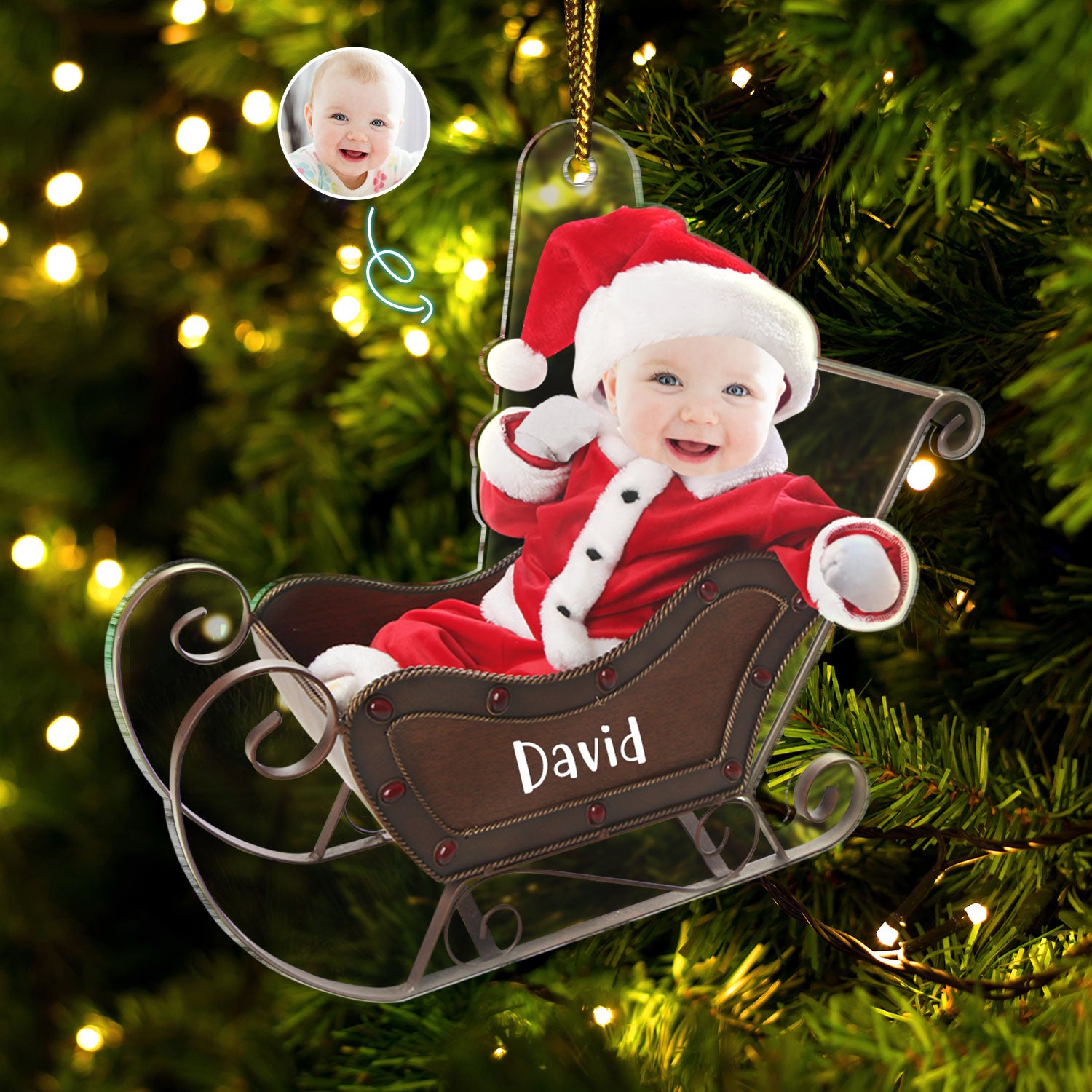 Custom Photo Cute Baby - Christmas Gift For Family, New Parents - Personalized Custom Shaped Acrylic Ornament