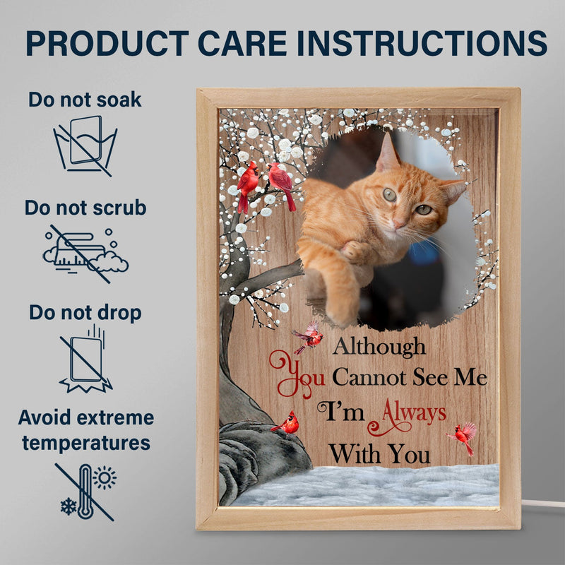 Photo personnalisée « Je suis toujours avec toi » - Cadeau commémoratif pour la famille et les amis - Cadre photo personnalisé avec boîte lumineuse