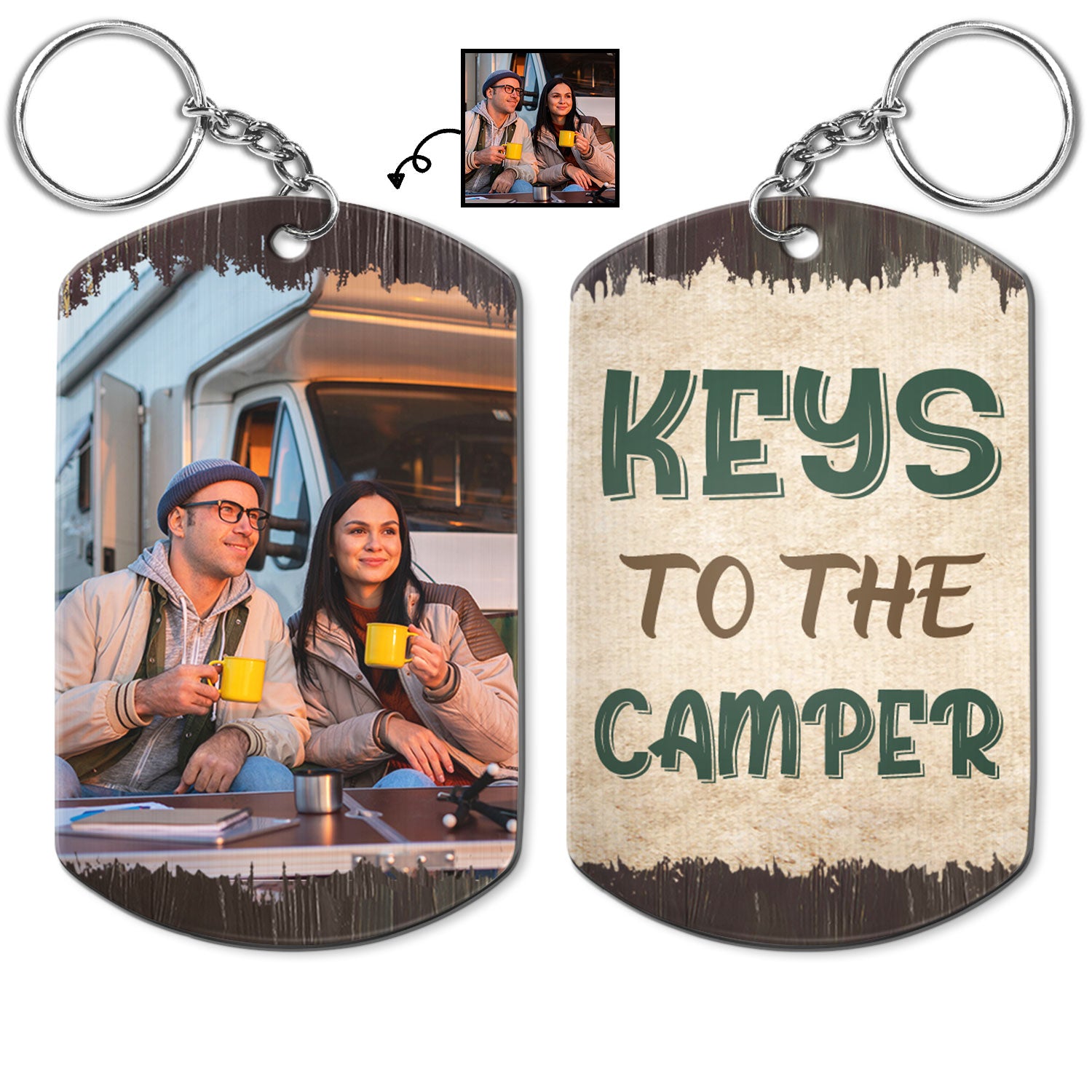 Custom Photo Keys To The Camper - Anniversary, Loving Gifts For Couples, Husband, Wife, Camping Lovers - Personalized Aluminum Keychain
