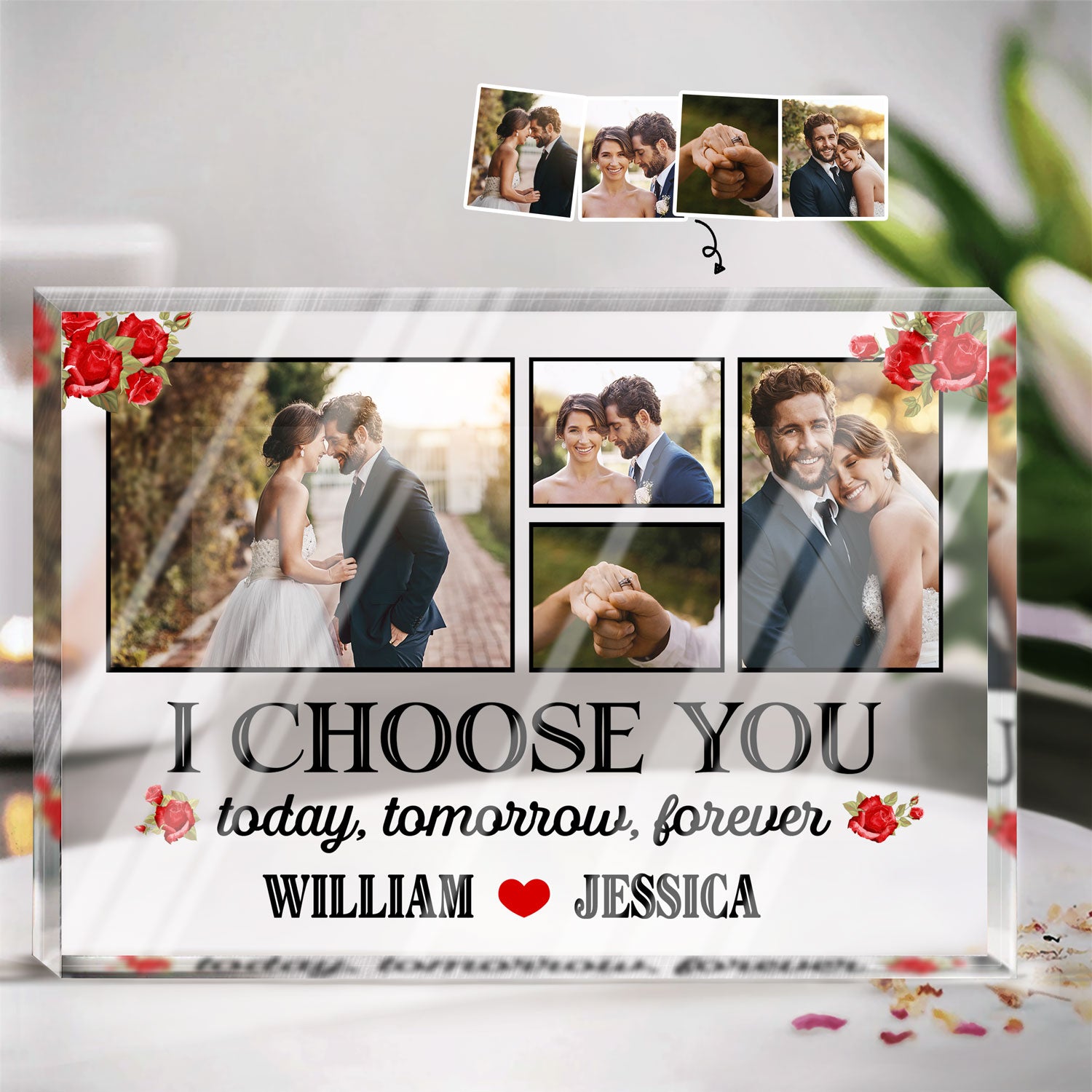 Custom Photo I Choose You Today Tomorrow Forever - Anniversary, Birthday Gift For Couple, Husband, Wife - Personalized Rectangle Shaped Acrylic Plaque