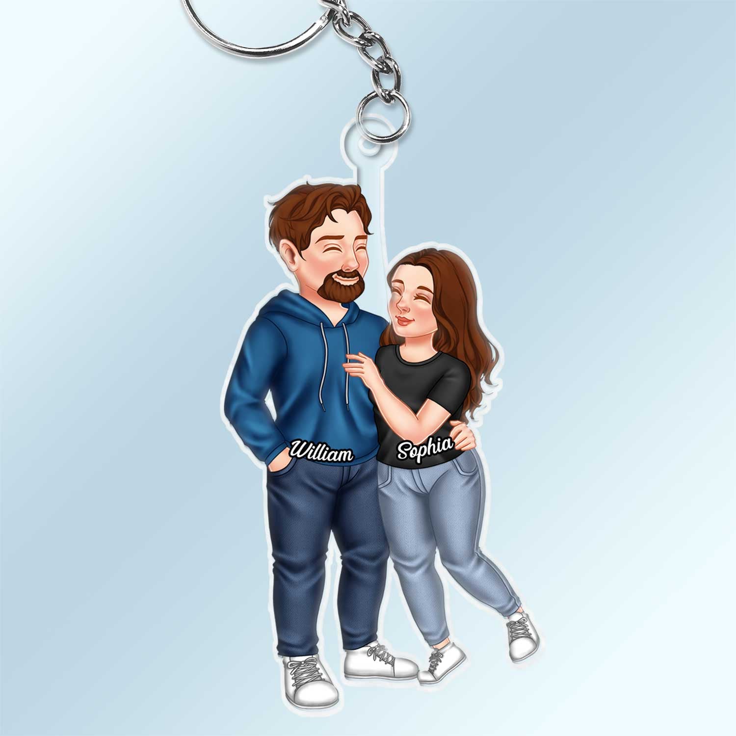 Arm In Arm Couple - Loving, Anniversary Gift For Couples, Husband, Wife - Personalized Cutout Acrylic Keychain