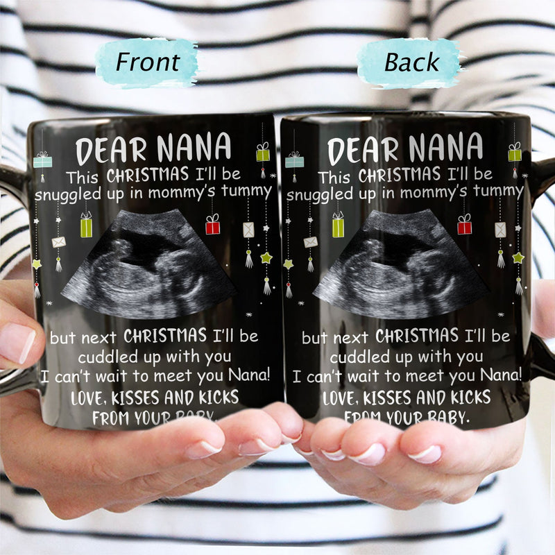 Custom Photo Baby Bump To Daddy, Mommy - Gift For Mom, Dad, Parents-to-be - Personalized Black Mug