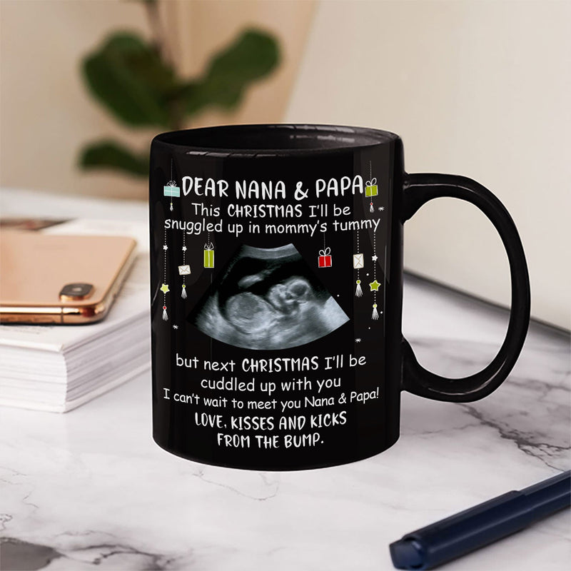 Custom Photo Baby Bump To Daddy, Mommy - Gift For Mom, Dad, Parents-to-be - Personalized Black Mug