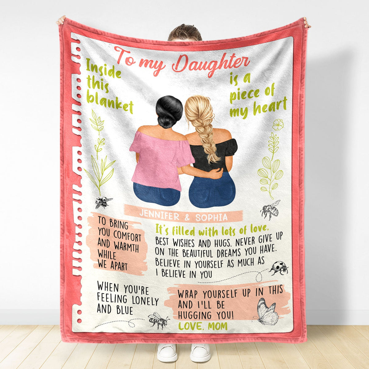 Inside This Blanket Is A Piece Of My Heart - Birthday, Loving Gift For Mother, Daughter, Aunt, Niece - Personalized Fleece Blanket