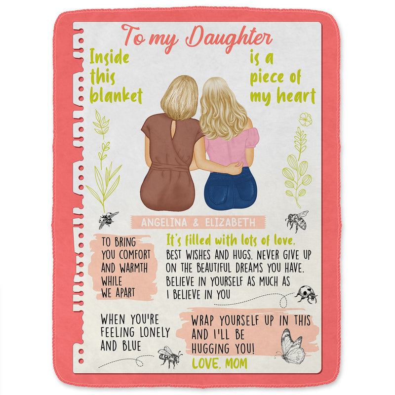 Inside This Blanket Is A Piece Of My Heart - Birthday, Loving Gift For Mother, Daughter, Aunt, Niece - Personalized Fleece Blanket