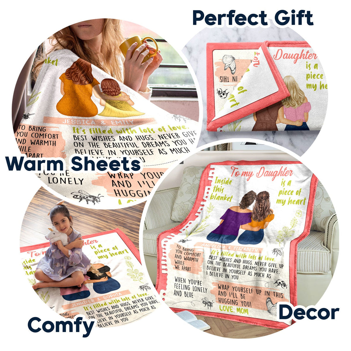 Inside This Blanket Is A Piece Of My Heart - Birthday, Loving Gift For Mother, Daughter, Aunt, Niece - Personalized Fleece Blanket