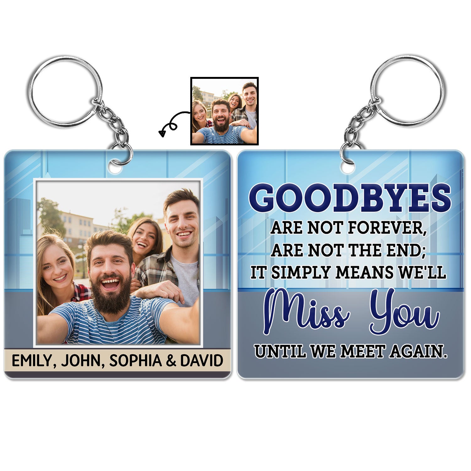 Custom Photo Goodbyes Are Not Forever We'll Miss You - Birthday, Loving Gift For Bestie, Colleague, Friend - Personalized Acrylic Keychain