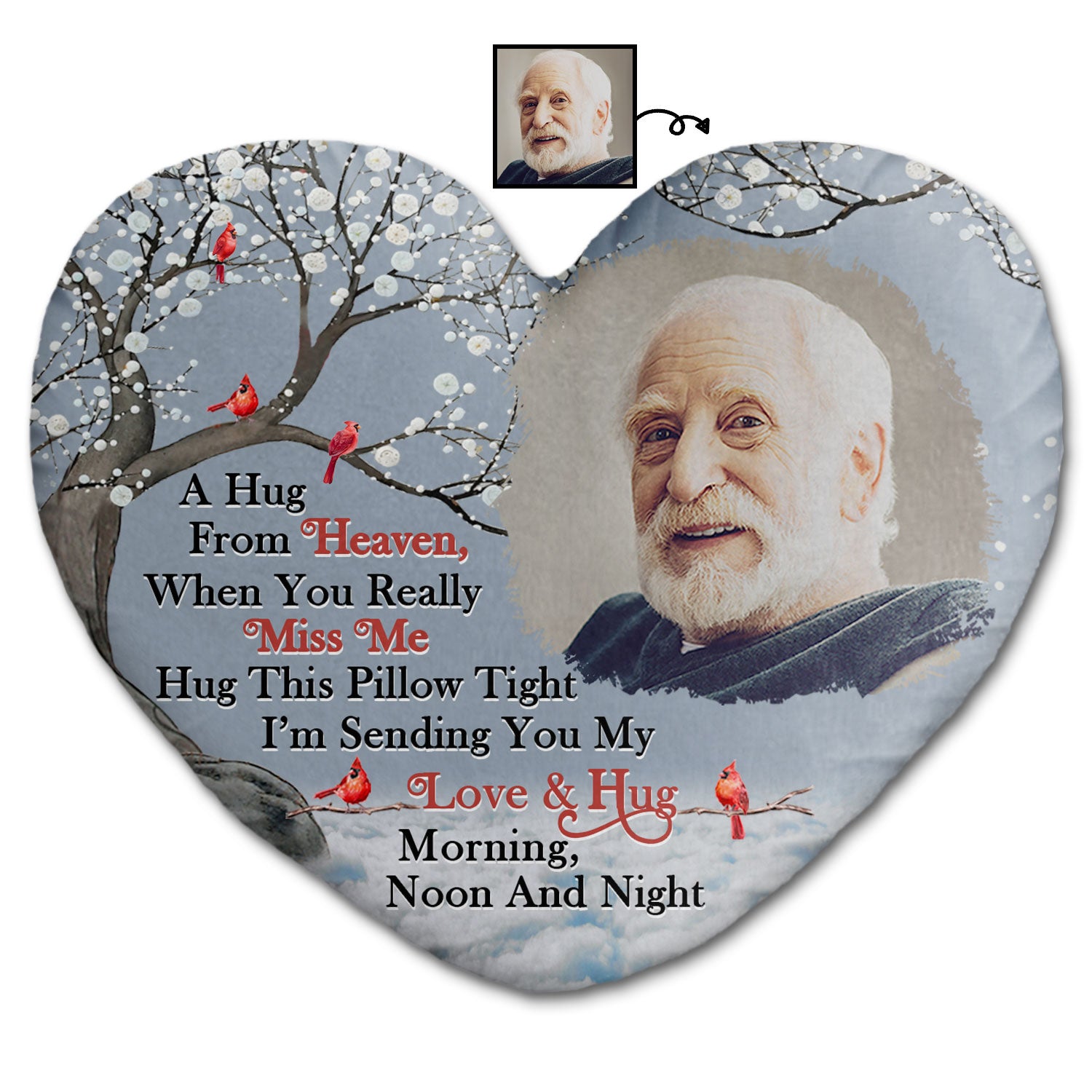 Custom Photo A Hug From Heaven - Memorial Gift For Family, Friends - Personalized Heart Shaped Pillow