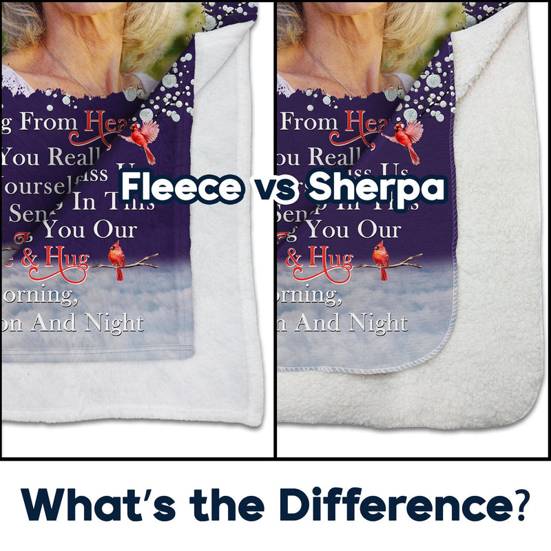 Custom Photo A Hug From Heaven - Memorial Gift For Family, Friends, Siblings - Personalized Fleece Blanket