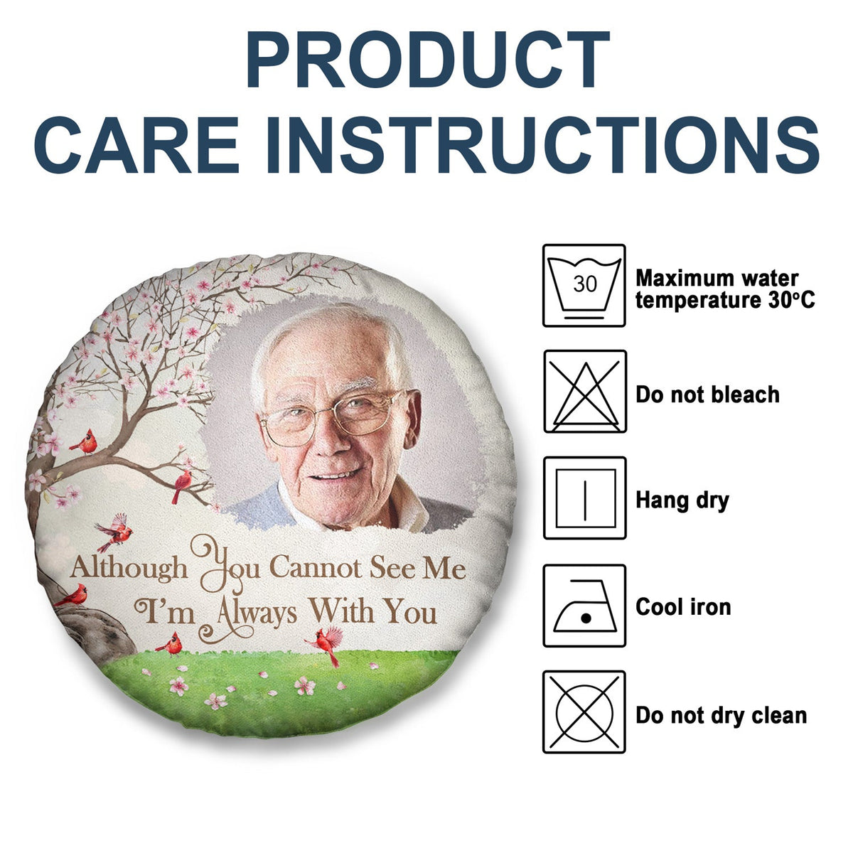 Custom Photo I'm Always With You - Memorial Gift For Family, Friends - Personalized Round Pillow