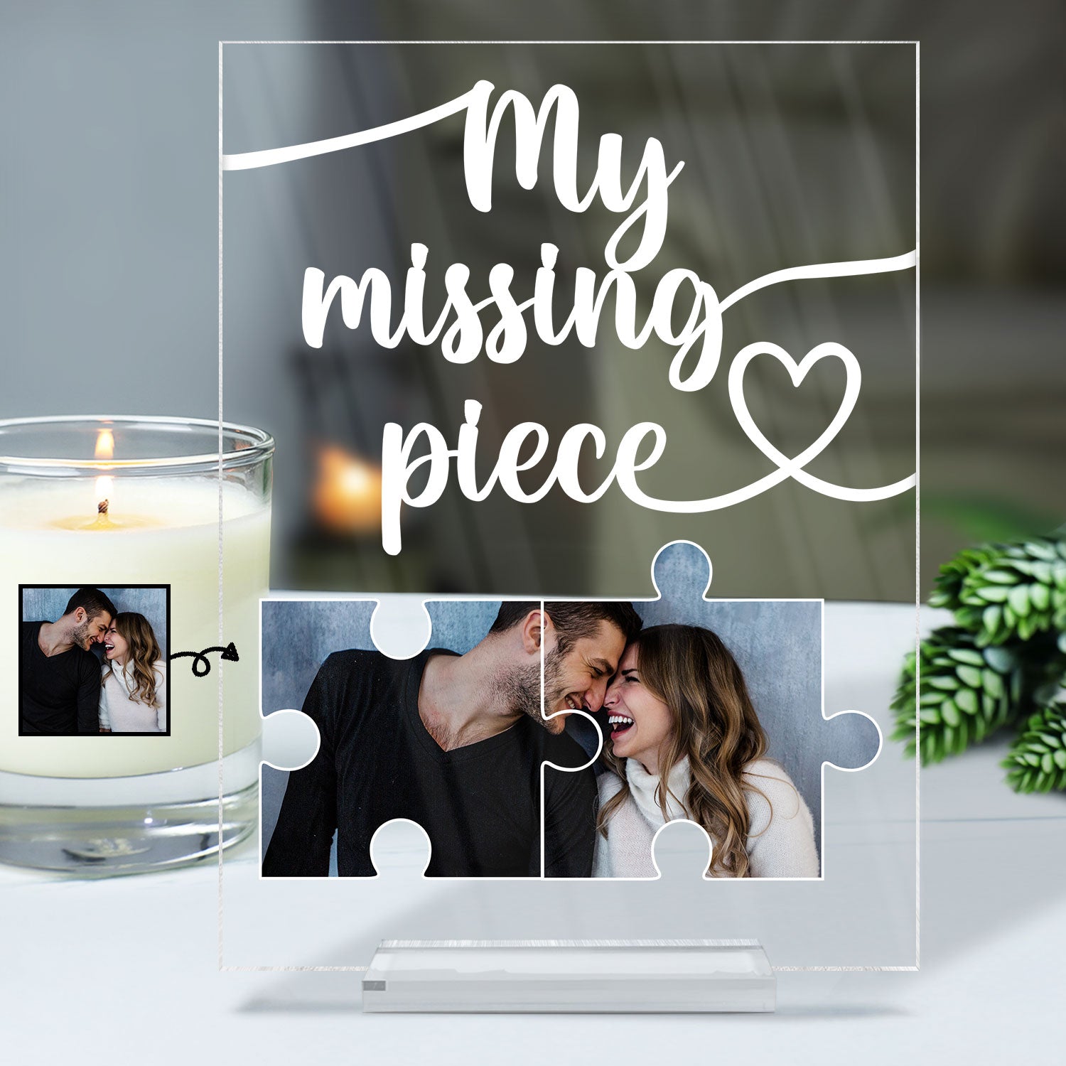 Custom Photo My Missing Piece - Gift For Old Couples, Husband, Wife - Personalized Vertical Rectangle Acrylic Plaque