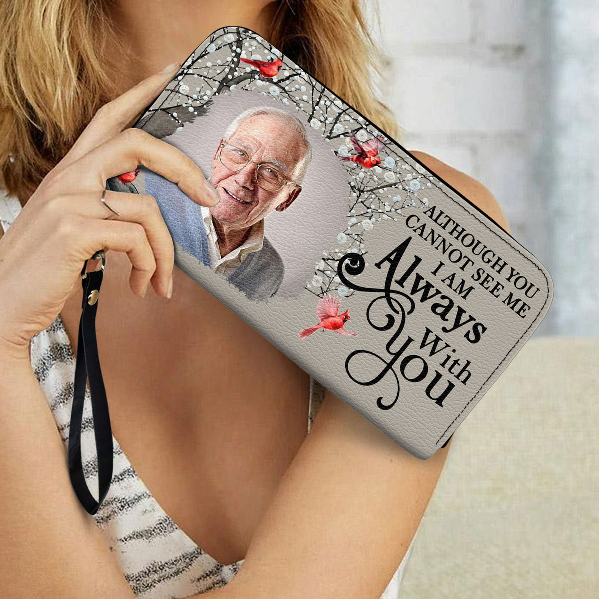 Custom Photo I'll Carry You - Memorial Gift For Mom, Dad, Family, Siblings, Friends - Personalized Leather Long Wallet