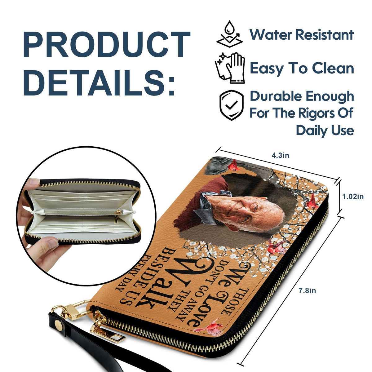 Custom Photo I'll Carry You - Memorial Gift For Mom, Dad, Family, Siblings, Friends - Personalized Leather Long Wallet