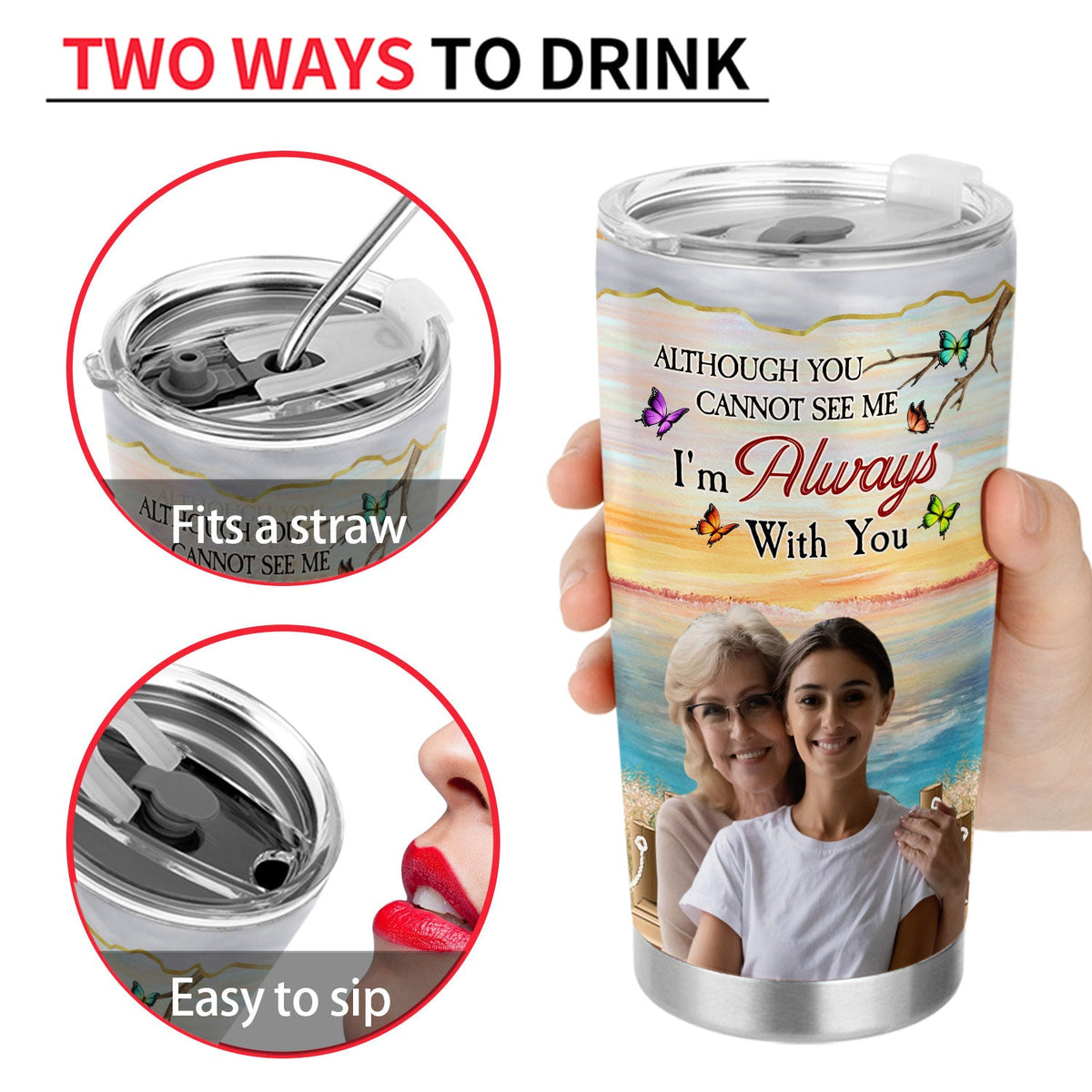 Custom Photo I'm Always With You Lake Pier - Loving, Memorial Gift For Family, Siblings, Friends - Personalized Tumbler