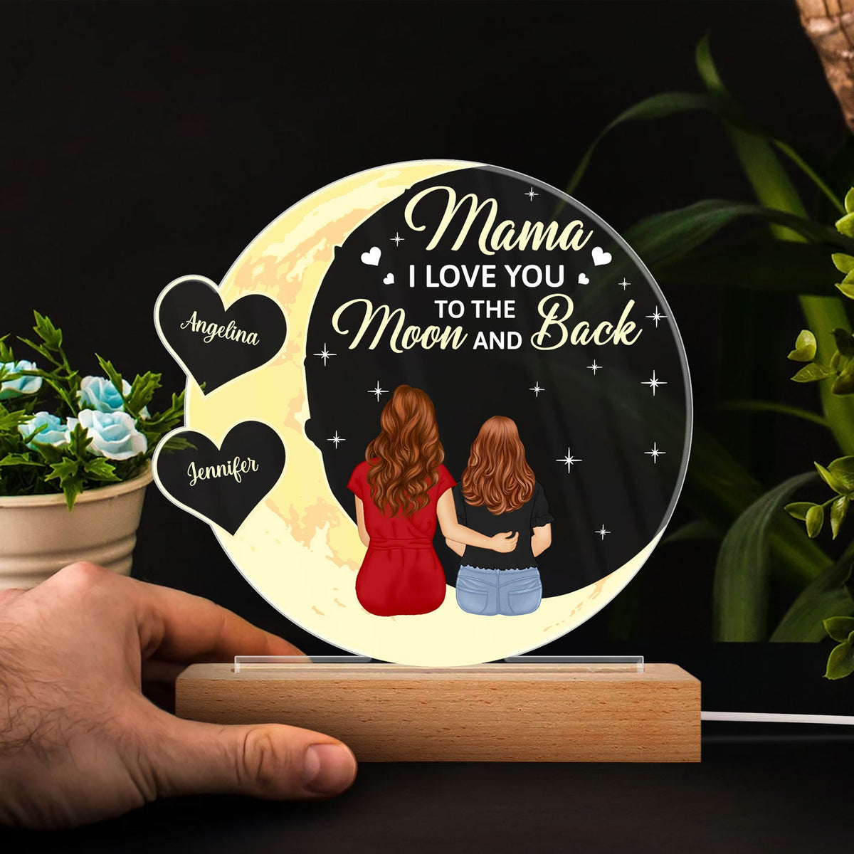 Mom, We Love You - Family Personalized Custom Round Shaped 3D LED Light - Mother's Day, Birthday Gift For Mom