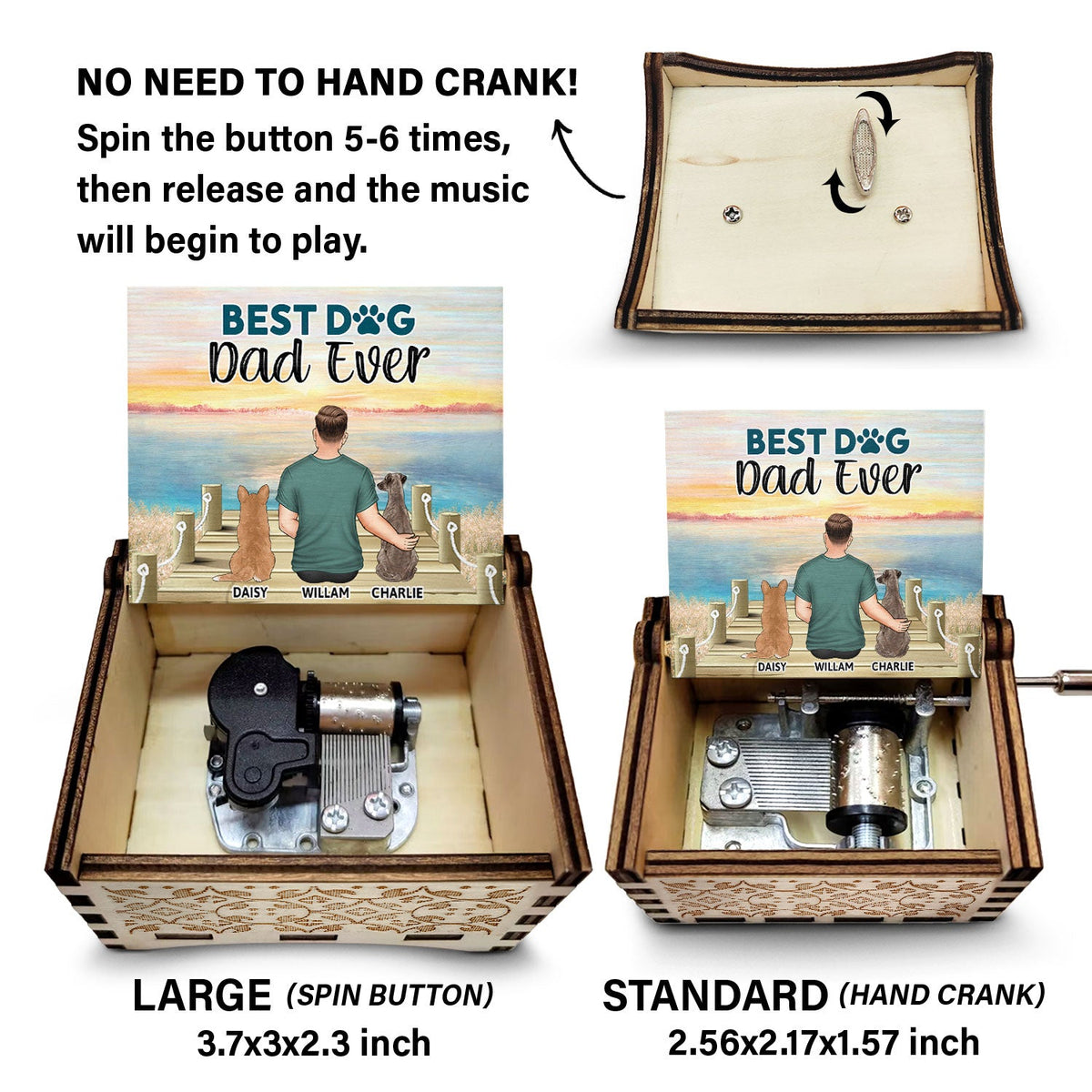 A Bond That Can't Be Broken - Gift For Dog Lovers, Dog Mom - Personalized Spin Button, Hand Crank Music Box