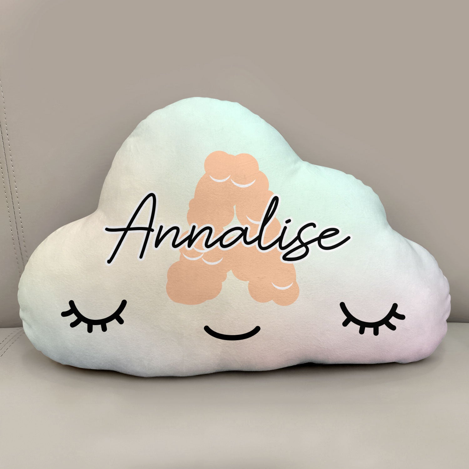 Baby Cute Monogram - Lovely Gift For Girl, Newborn, Kid, First Birthday Gift - Personalized Cloud Shaped Pillow