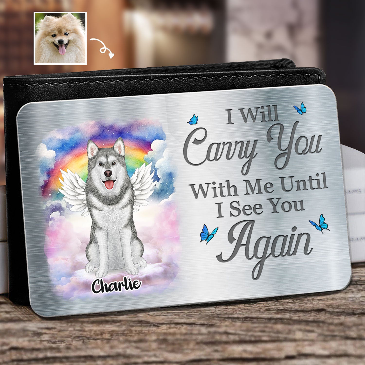 Custom Photo You Left Paw Prints On My Heart - Memorial Gift For Pet Owners, Pet Lovers - Personalized Aluminum Wallet Card
