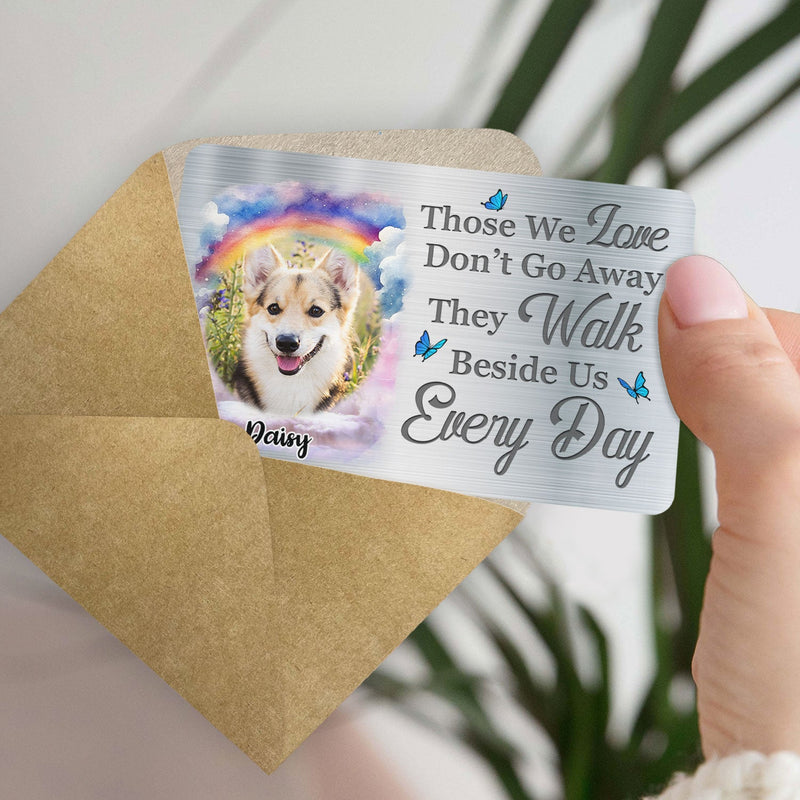 Photo personnalisée avec empreintes de pattes sur mon cœur - Cadeau commémoratif pour les propriétaires et les amoureux des animaux - Carte portefeuille en aluminium personnalisée