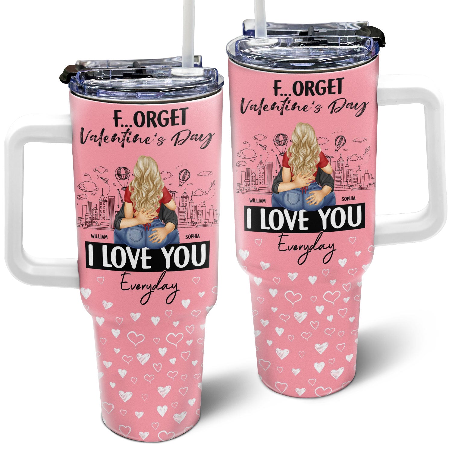 I Love You Everyday - Loving, Anniversary Gift For Couple, Spouse, Husband, Wife - Personalized 40oz Tumbler With Straw