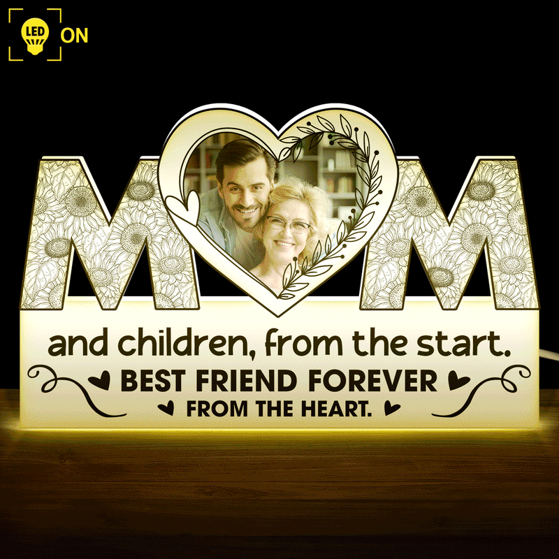 Custom Photo Mom And Daughter Best Friend Forever From The Heart - Birthday, Loving Gift For Mother - Personalized Custom Shaped Photo Light Box