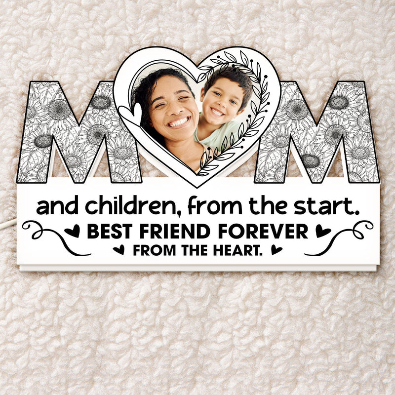 Custom Photo Mom And Daughter Best Friend Forever From The Heart - Birthday, Loving Gift For Mother - Personalized Custom Shaped Photo Light Box