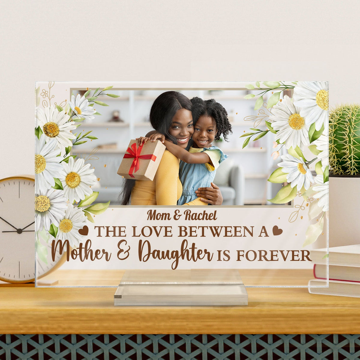 Custom Photo Mother And Daughters Forever Linked Together - Birthday, Loving Gift For Mom, Mum, Nana - Personalized Horizontal Rectangle Acrylic Plaque