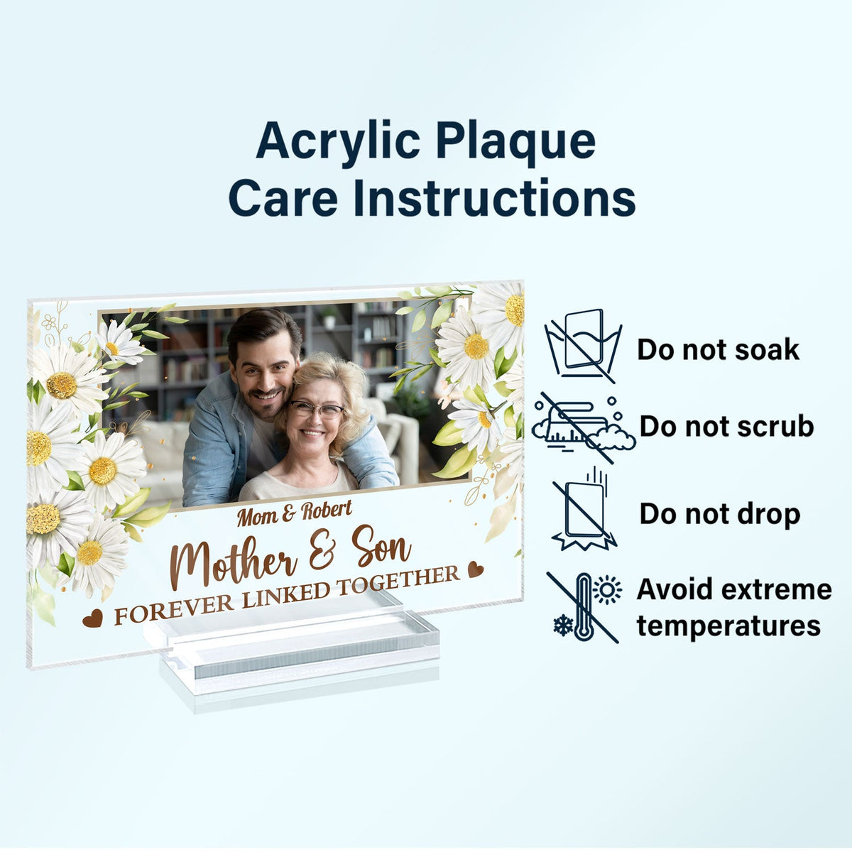 Custom Photo Mother And Daughters Forever Linked Together - Birthday, Loving Gift For Mom, Mum, Nana - Personalized Horizontal Rectangle Acrylic Plaque