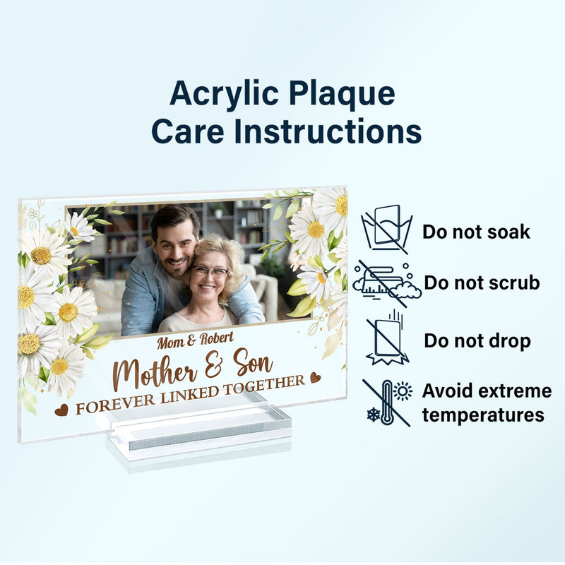 Custom Photo Mother And Daughters Forever Linked Together - Birthday, Loving Gift For Mom, Mum, Nana - Personalized Horizontal Rectangle Acrylic Plaque