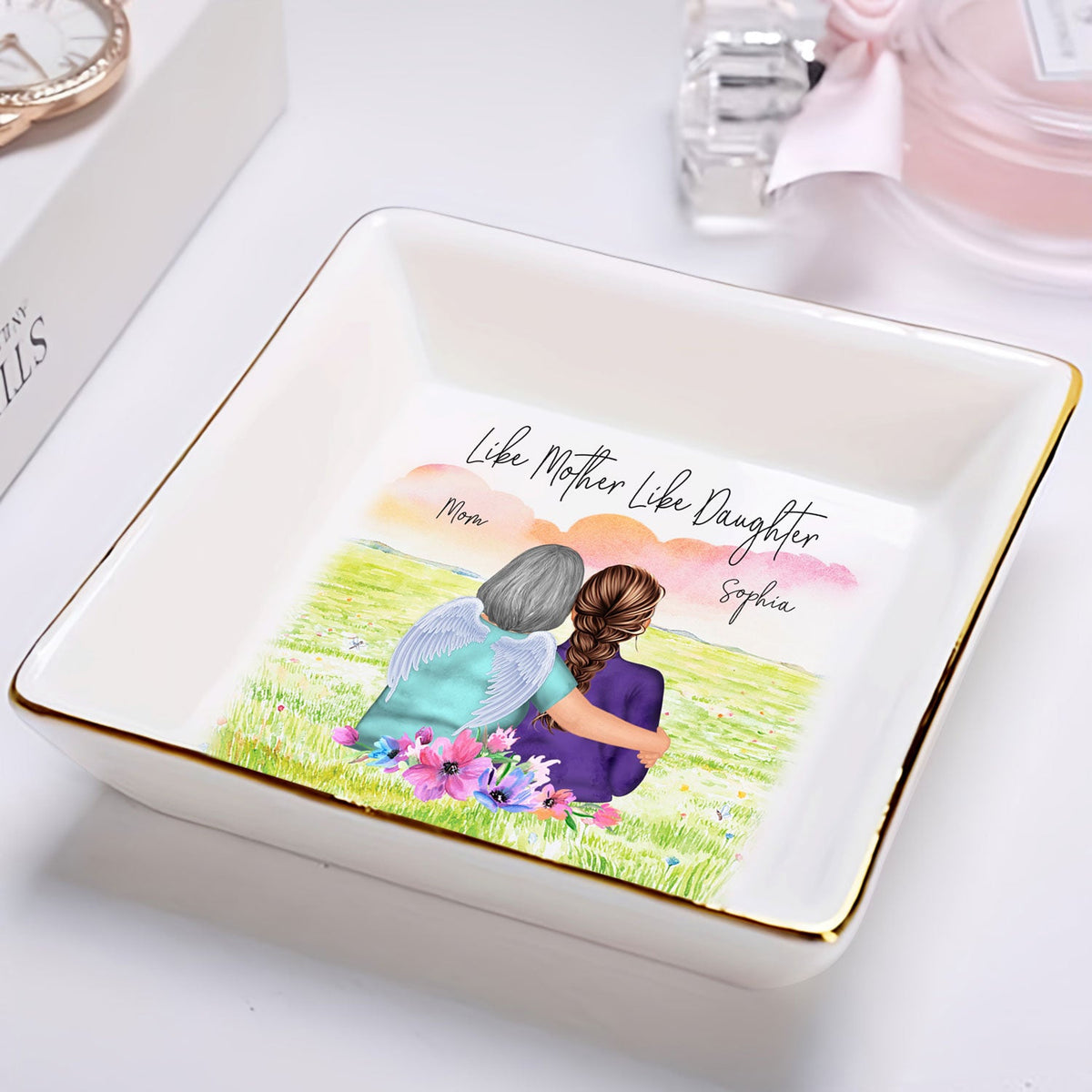 Mother Daughter Forever Linked Together - Birthday, Loving Gift For Mom, Nana - Personalized Ring Dish
