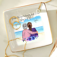 Mère et fille unies pour toujours - Cadeau d'anniversaire et d'amour pour maman et grand-mère - Porte-bague personnalisé