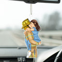 Couple s'embrassant, profession - Cadeau pour couple, infirmière, pompier, policier - Cintre de voiture en acrylique personnalisé