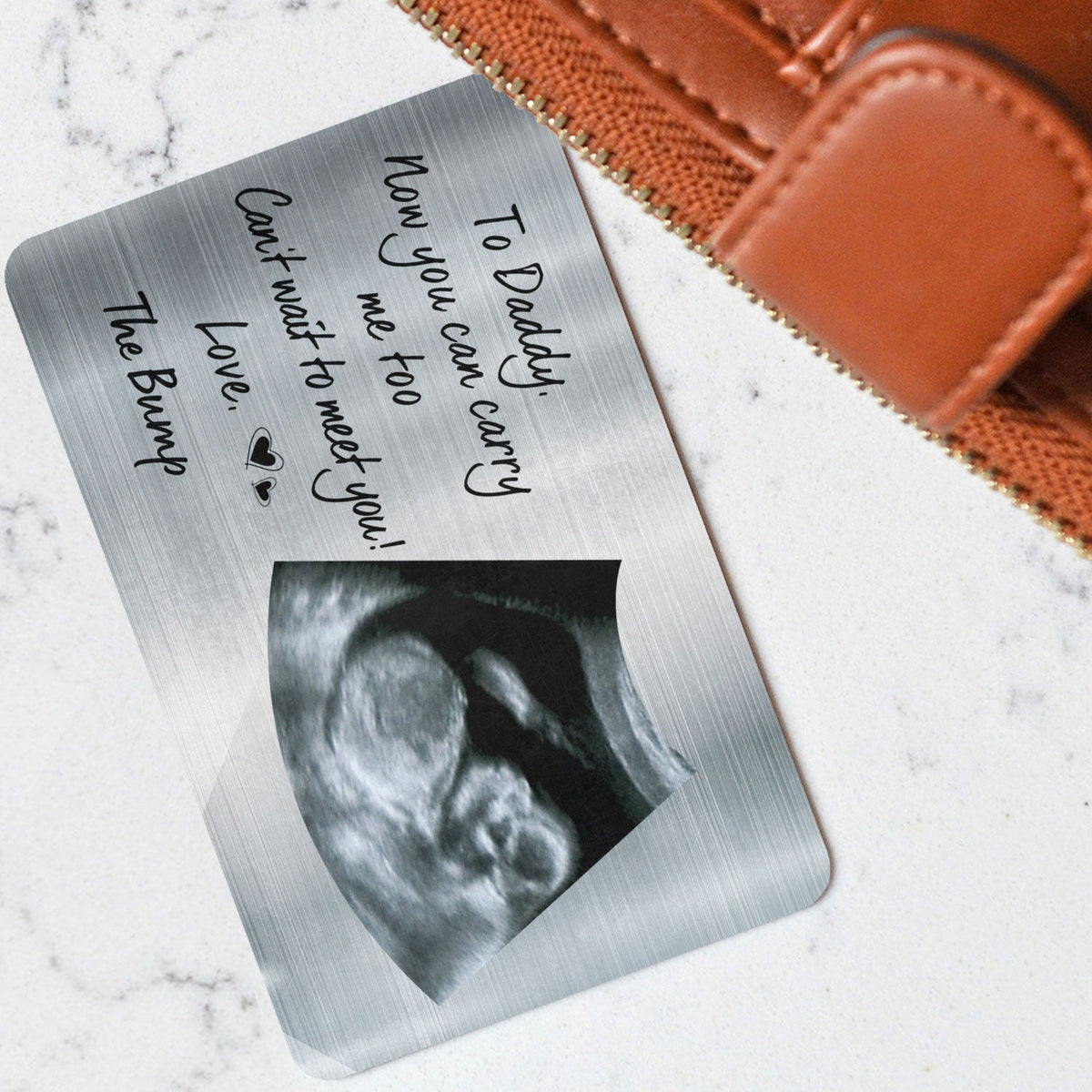 Custom Photo To Daddy Now You Can Carry Me Too - Gift For Dad, Father, New Parents - Personalized Aluminum Wallet Card