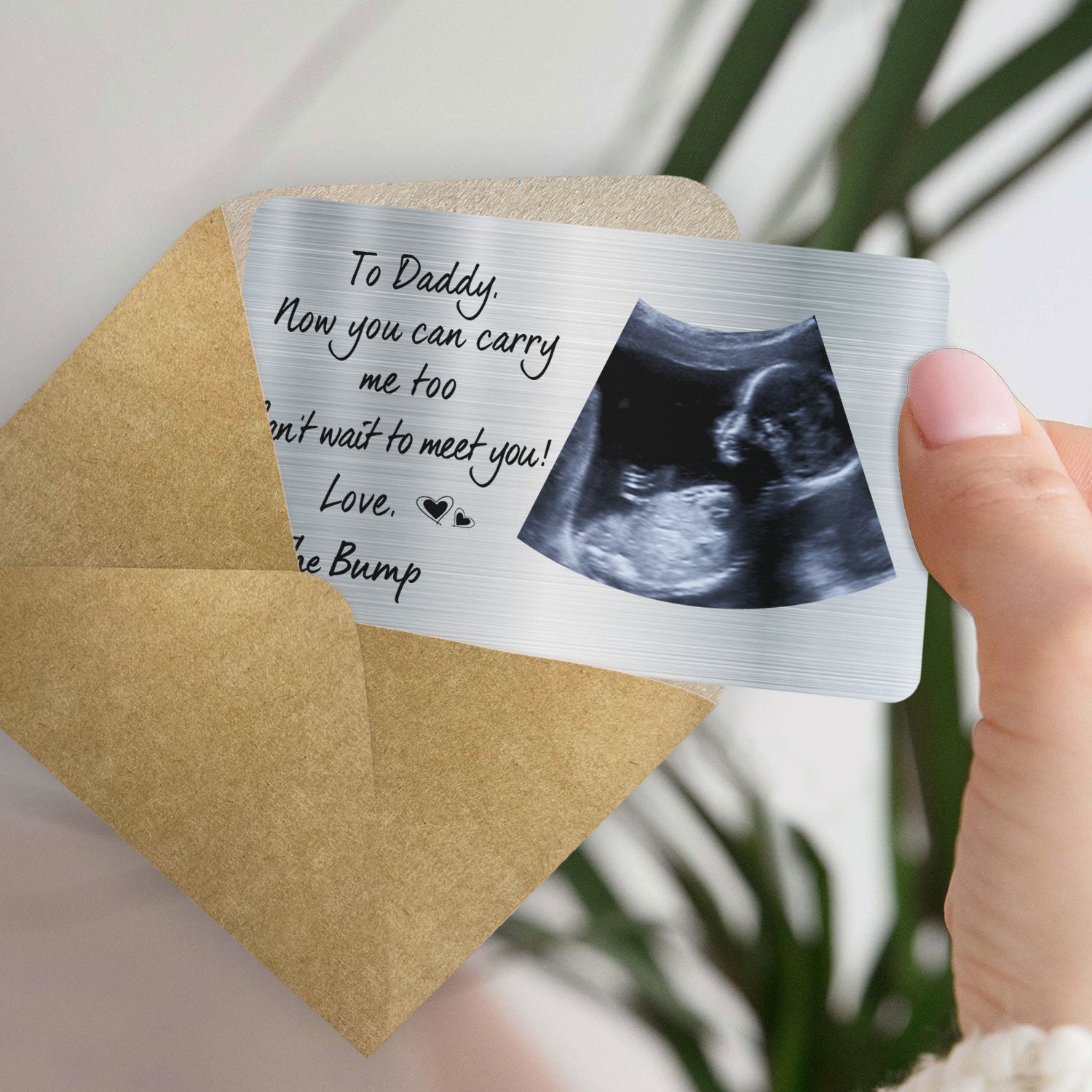 Custom Photo To Daddy Now You Can Carry Me Too - Gift For Dad, Father, New Parents - Personalized Aluminum Wallet Card