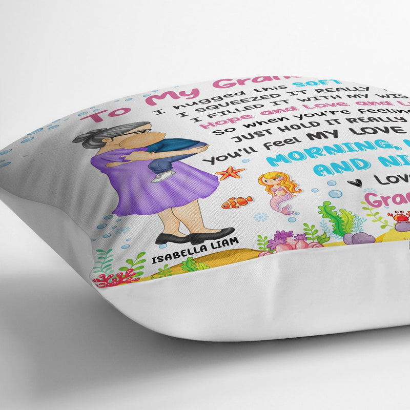 Grandma Mom Hugged This Soft Chibi Carry Child - Gift For Granddaughter, Grandson, Kids - Personalized Pillow