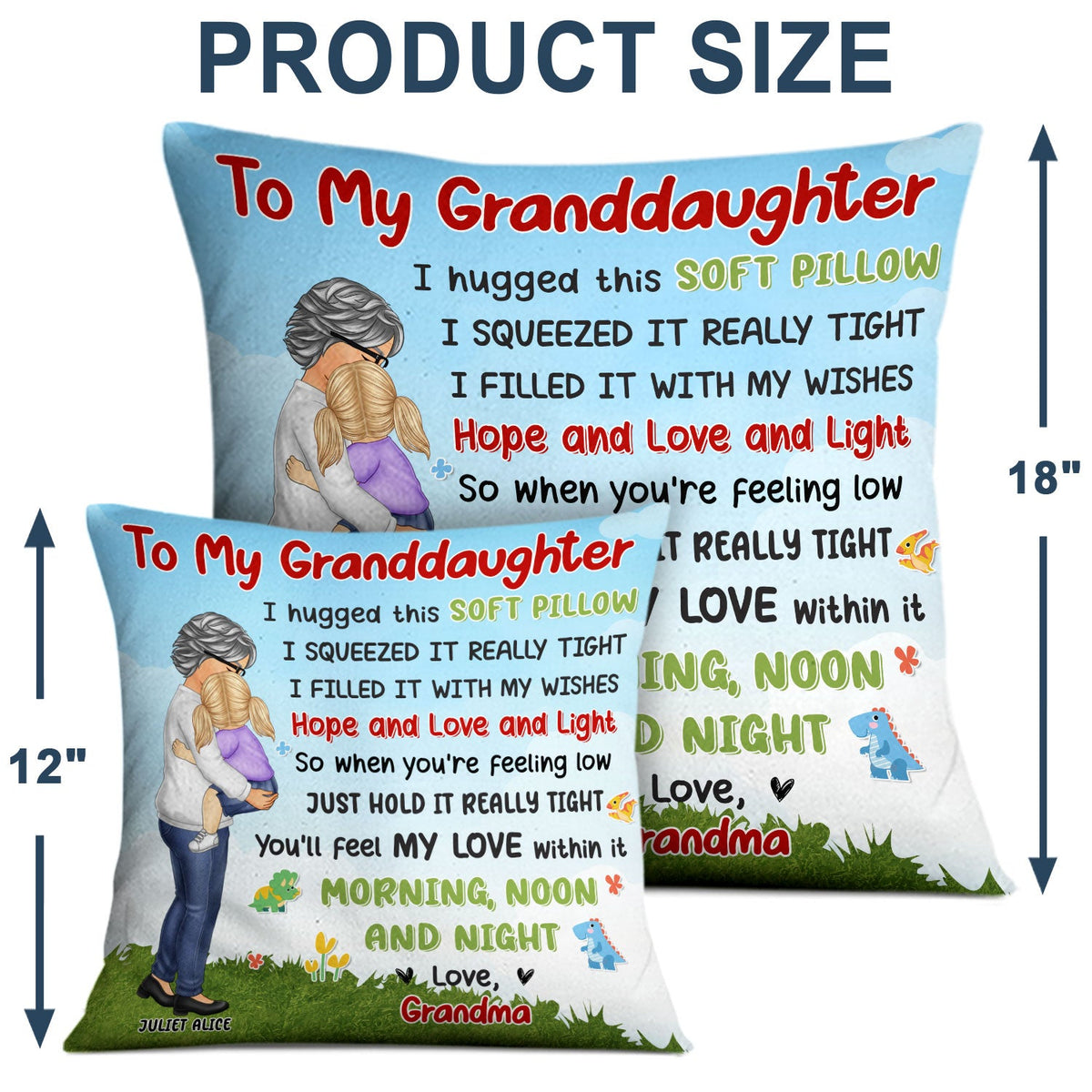 Grandma Mom Hugged This Soft Chibi Carry Child - Gift For Granddaughter, Grandson, Kids - Personalized Pillow