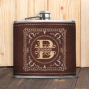 Cowboy Style Monogram - Birthday Gift For Dad, Grandpa, Brother, Men - Personalized Hip Flask