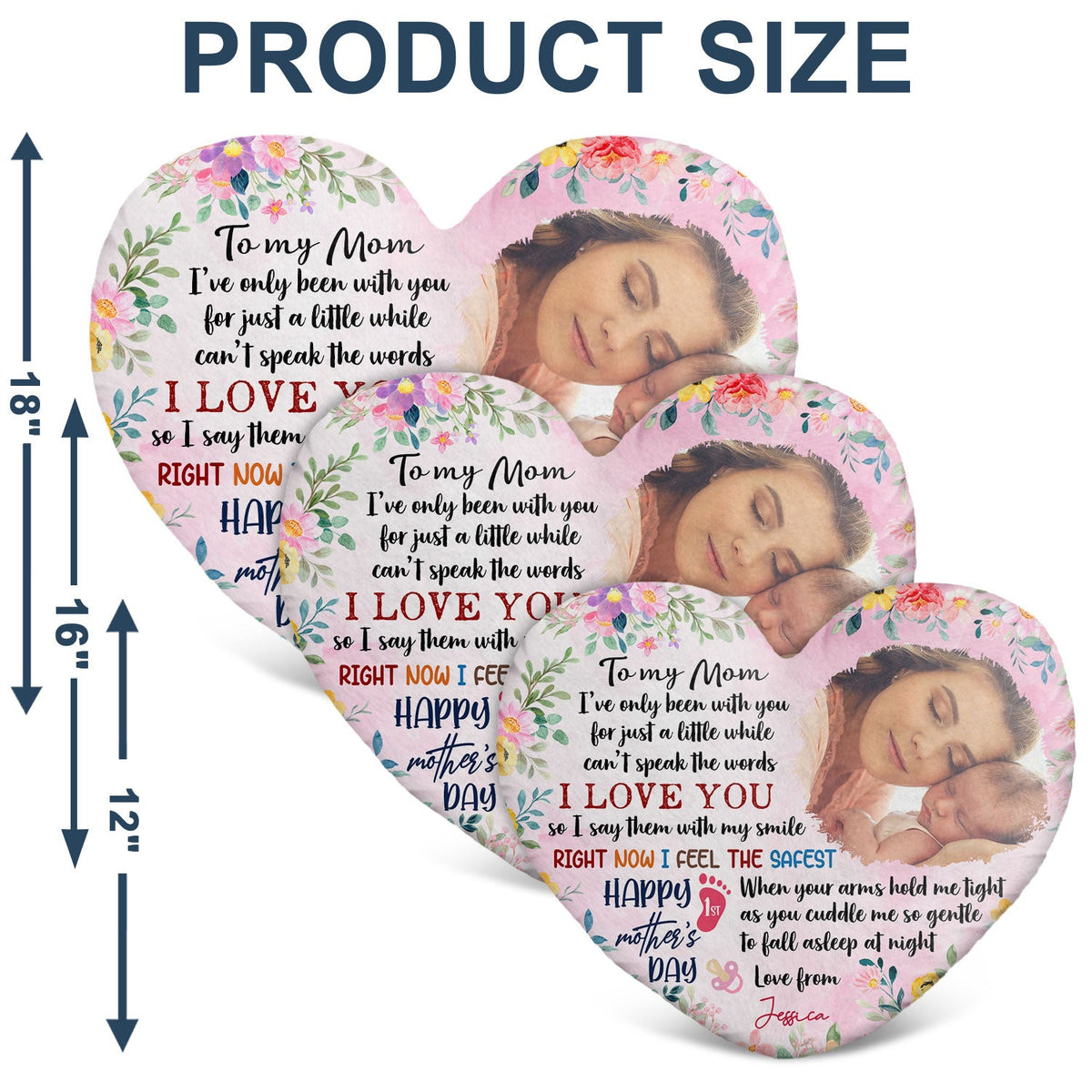Custom Photo I've Been With You For Just A Little While - Gift For Baby, Newborn, New Mom - Personalized Heart Shaped Pillow